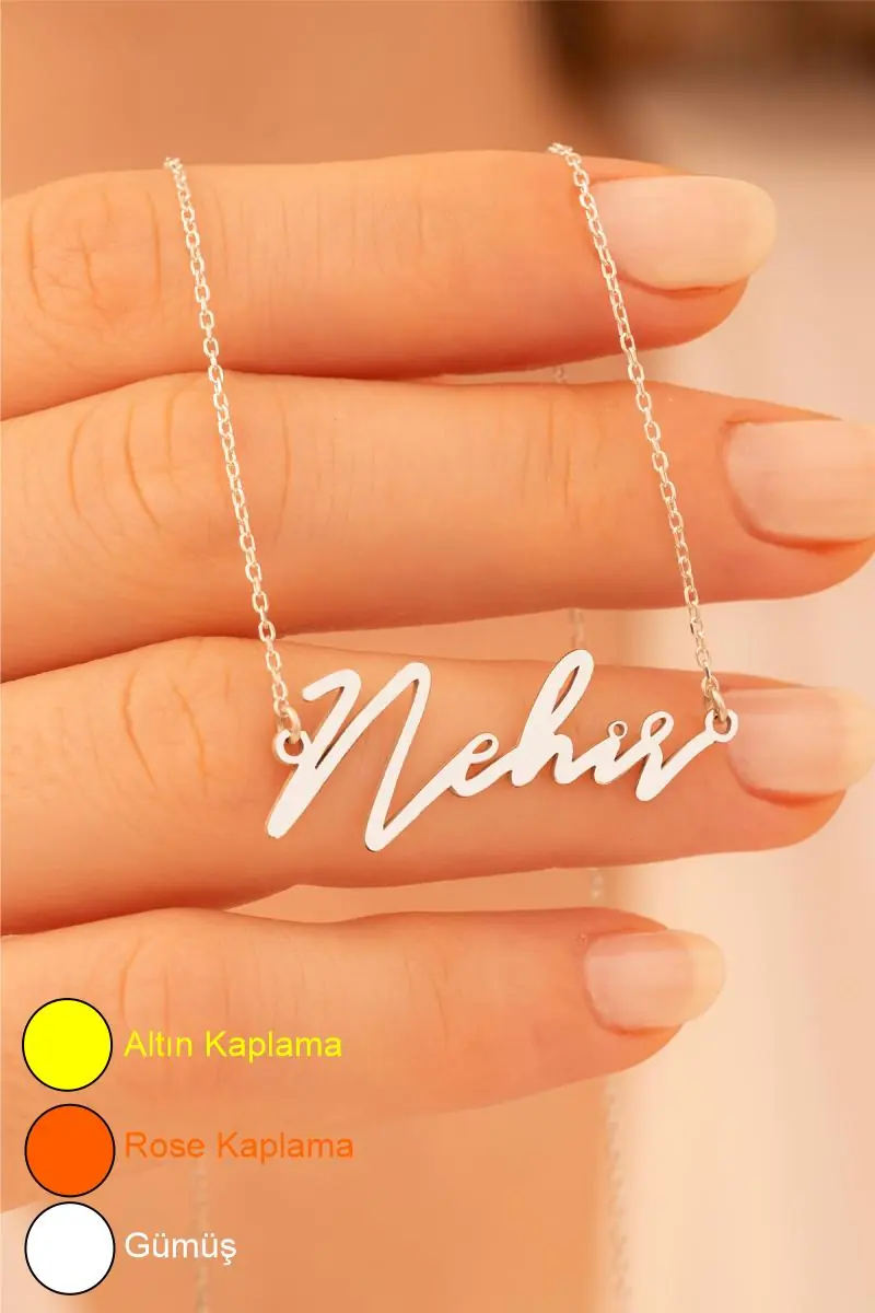 Women's Silver Necklace Nehir Engraved 925 K Silver Women's Necklace