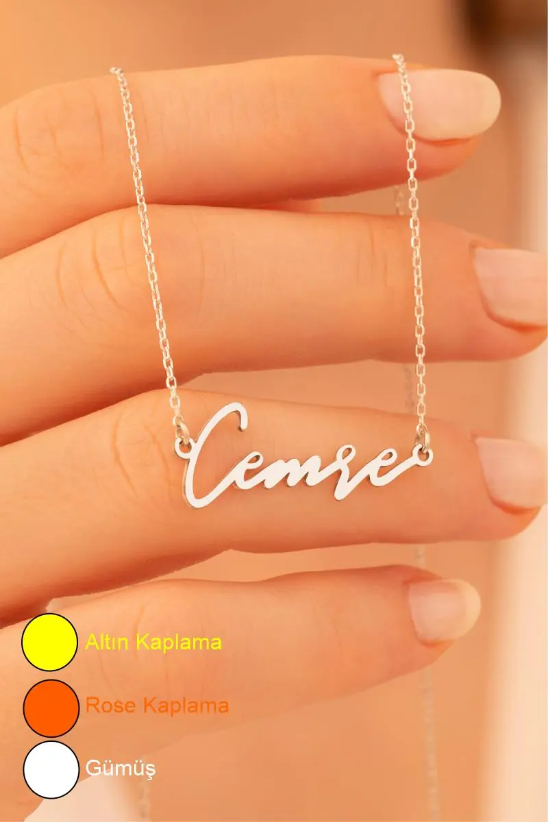 Women's Silver Necklace Cemre Engraved 925 K Silver Women's Necklace