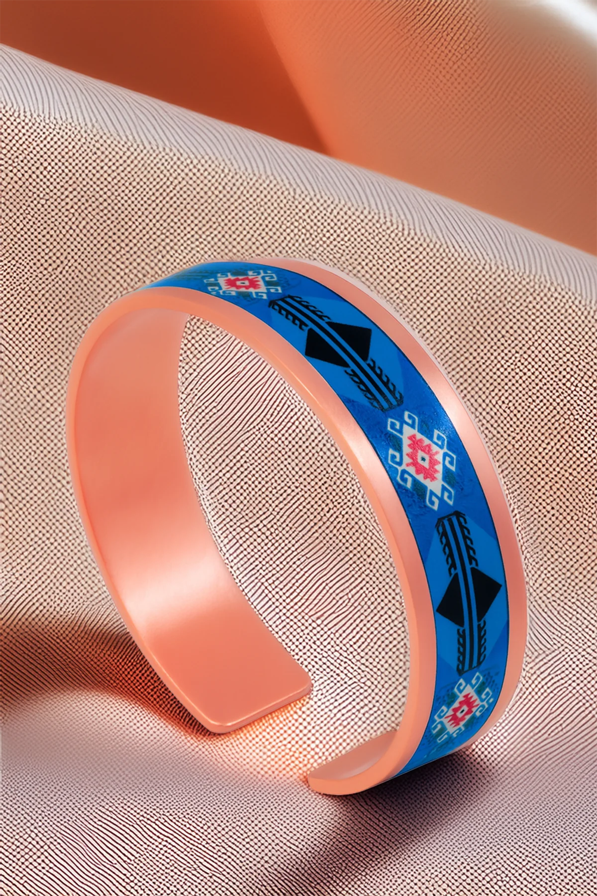 Kadın Bakır Bileklik Yüzük Set - Zaira Model Özel Baskı Metal Kutu Ve Kuvars Taşı