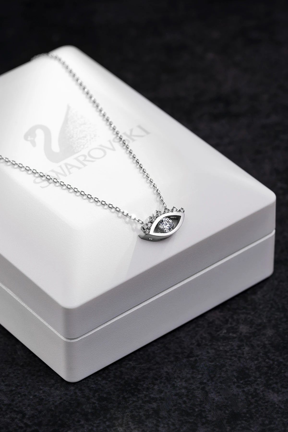 Kadın Gümüş Kolye - Swarovski Taşlı Zirconia Göz Motifli Kadın Kolye