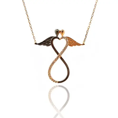 Winged Melek Infinity Women's Silver Necklace GKLKNTSONZL-ROS