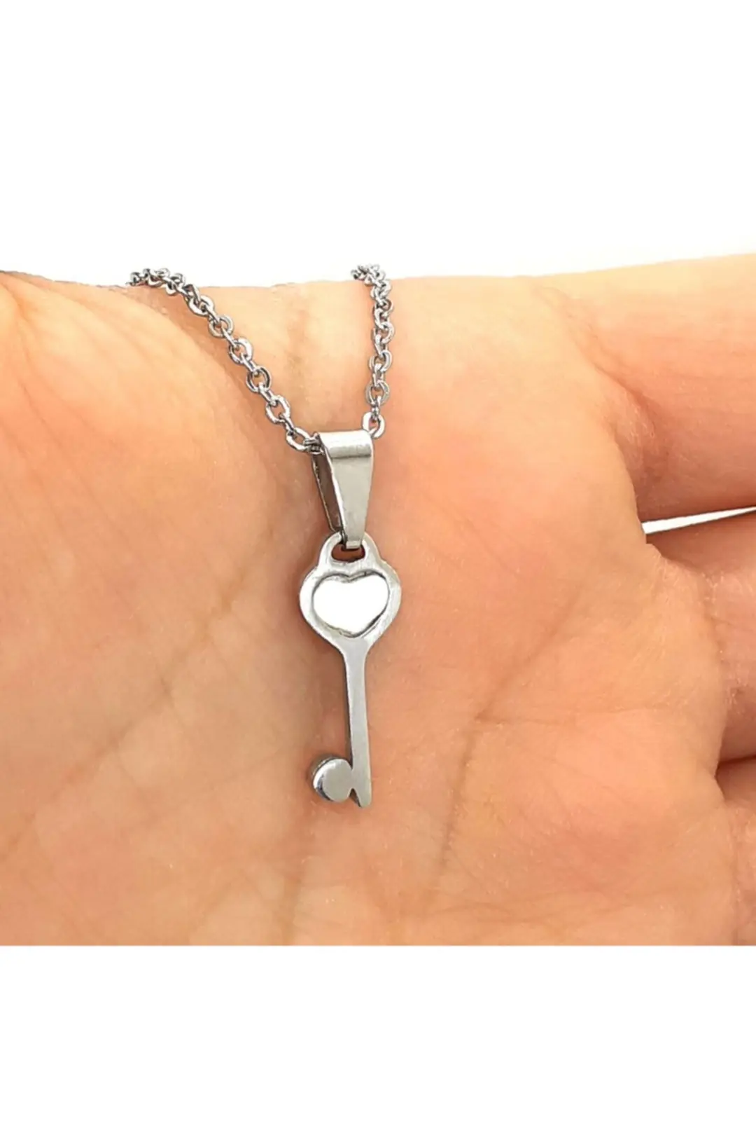 Women's Steel Necklace Anahtar Figured Stainless Steel Women's Necklace