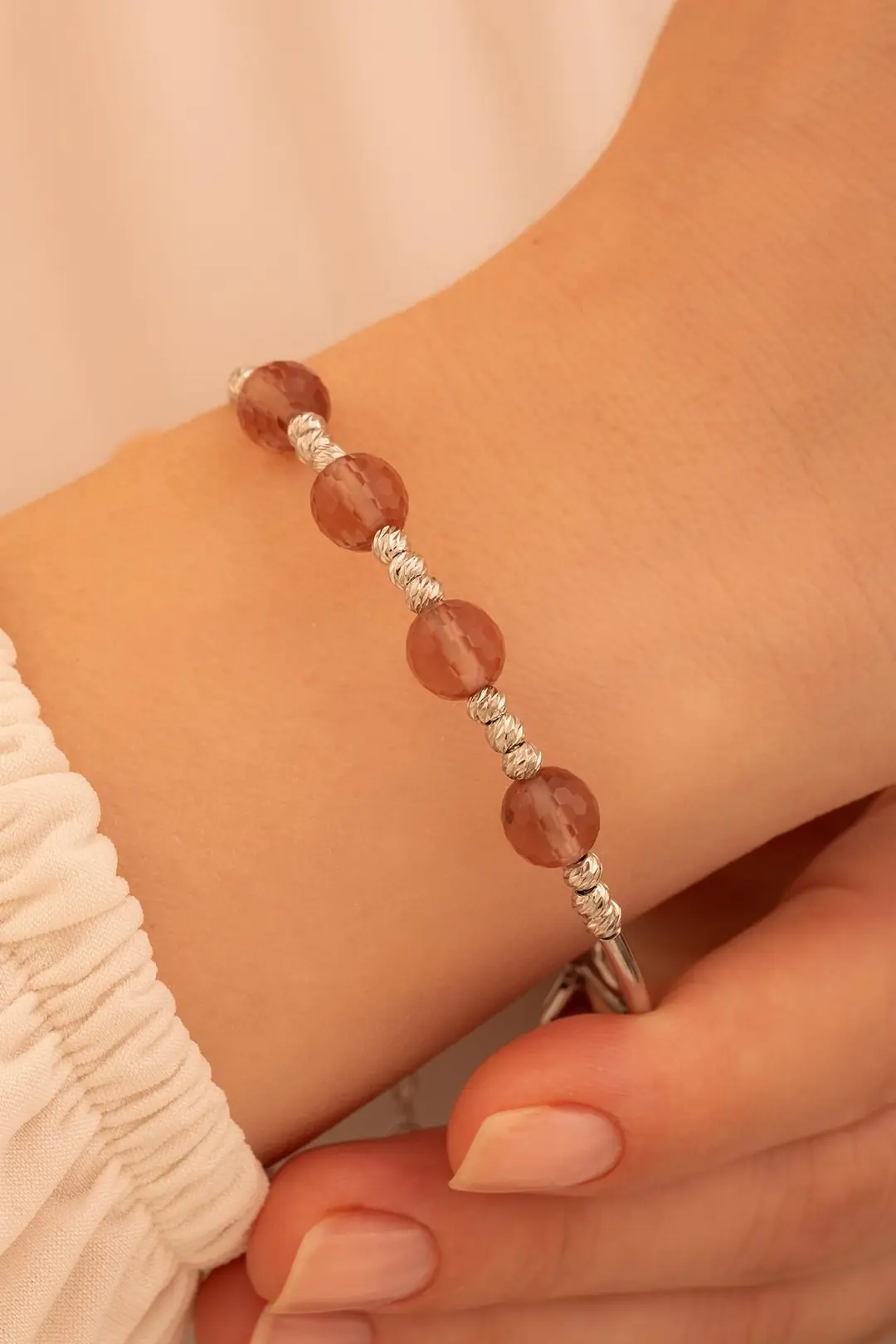 Women's Silver Bracelet -Zultanit Stone-set Dorica Women's Bangle Her Bileğe Uyar