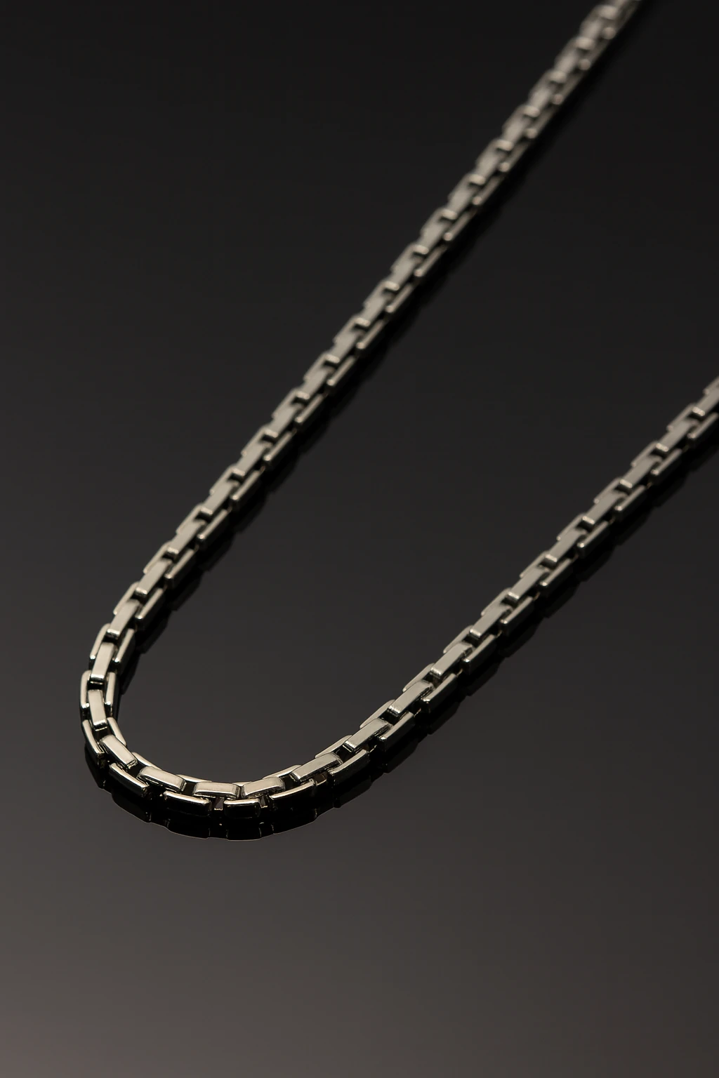 Erkek Çelik Kolye - Düz Kare Kral Zincir Model Erkek Kolye Parlak Görünümlü Tasarım