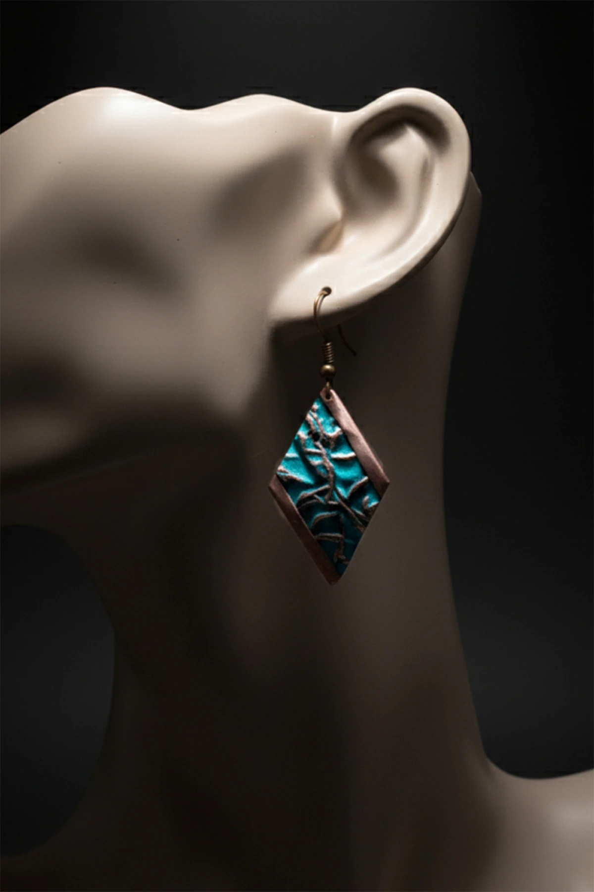 Kadın Bakır Küpe - Turkuaz Okyanus Fısıltısı Model Bakır Kadın Küpe