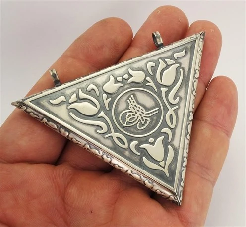 Osmanlı Tuğralı Gümüş Erkek Muska Cevşen Haznesi En Büyük Boy