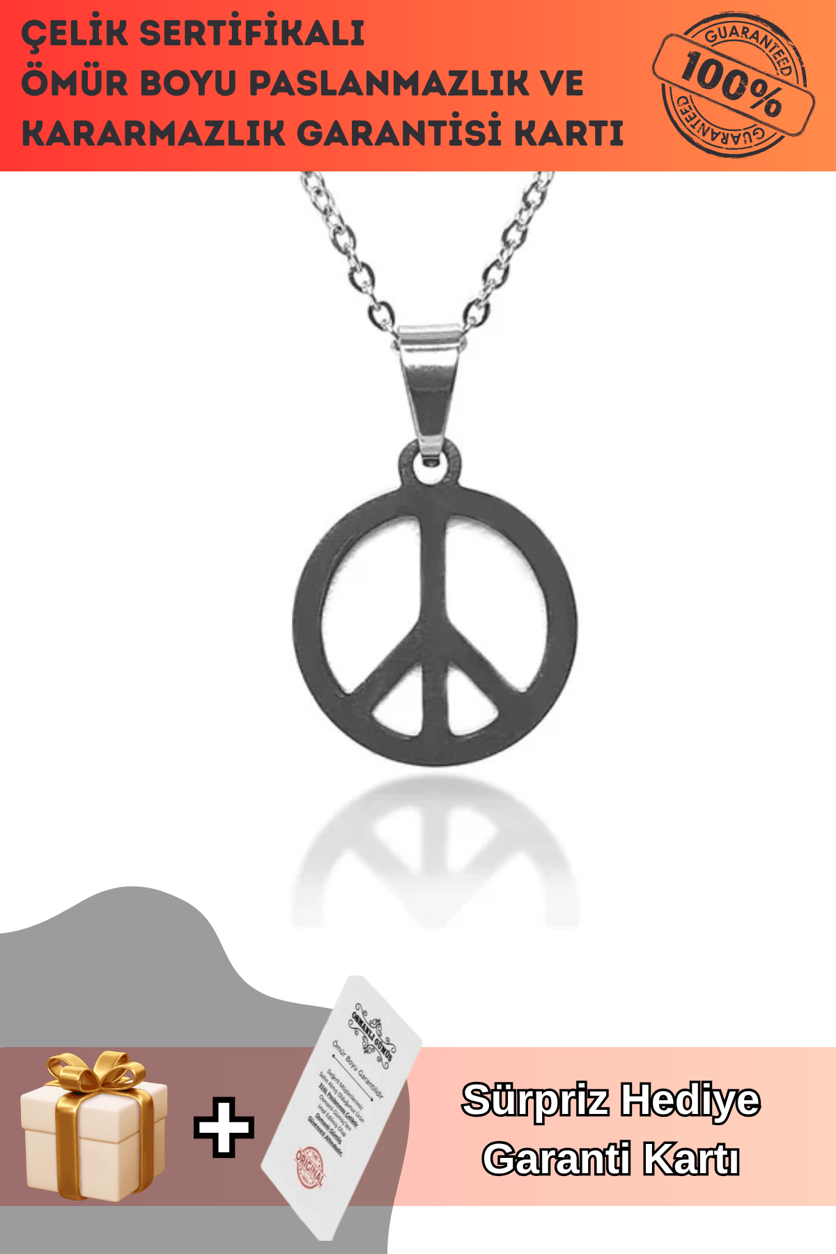 Barış Simgesi Paslanmaz Çelik Bayan Kolye