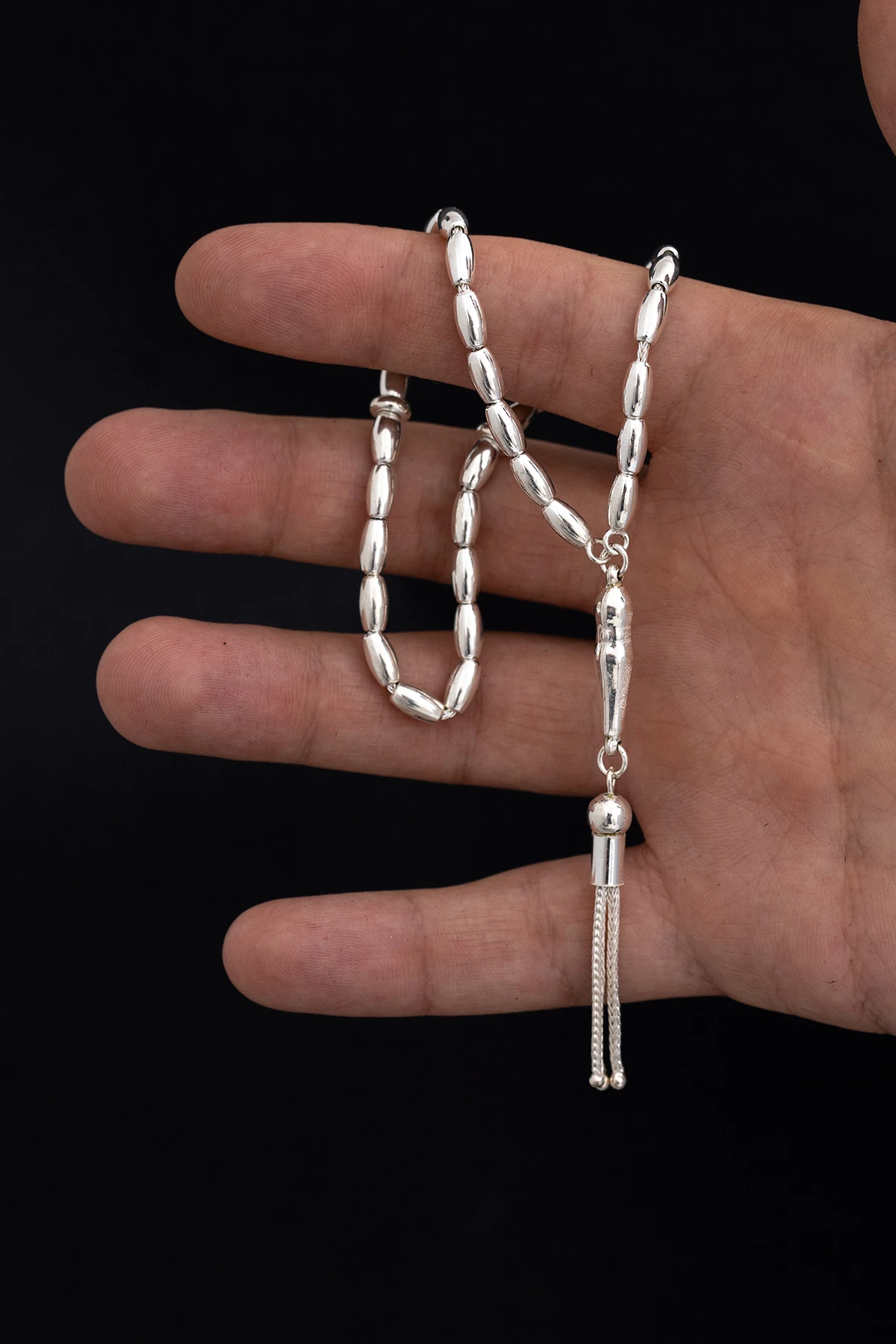 Gümüş Tespih Arpa Kesim Orta Boy 15gr