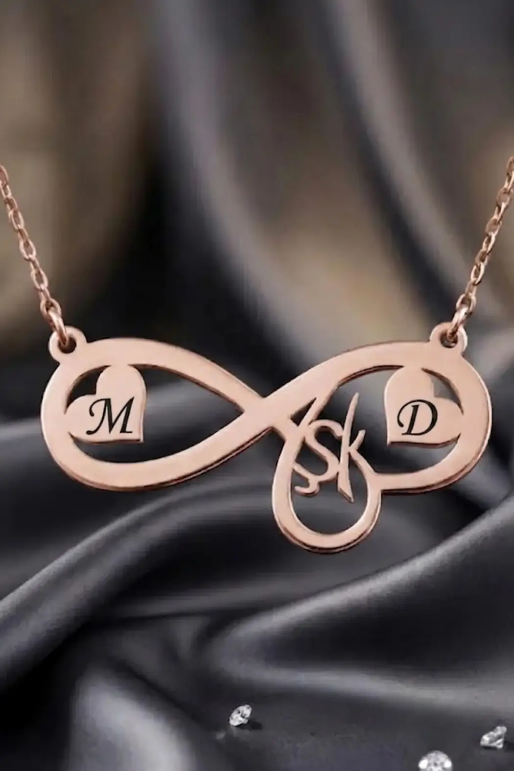 Personalized Isimli & Heart Infinity Silver Necklace