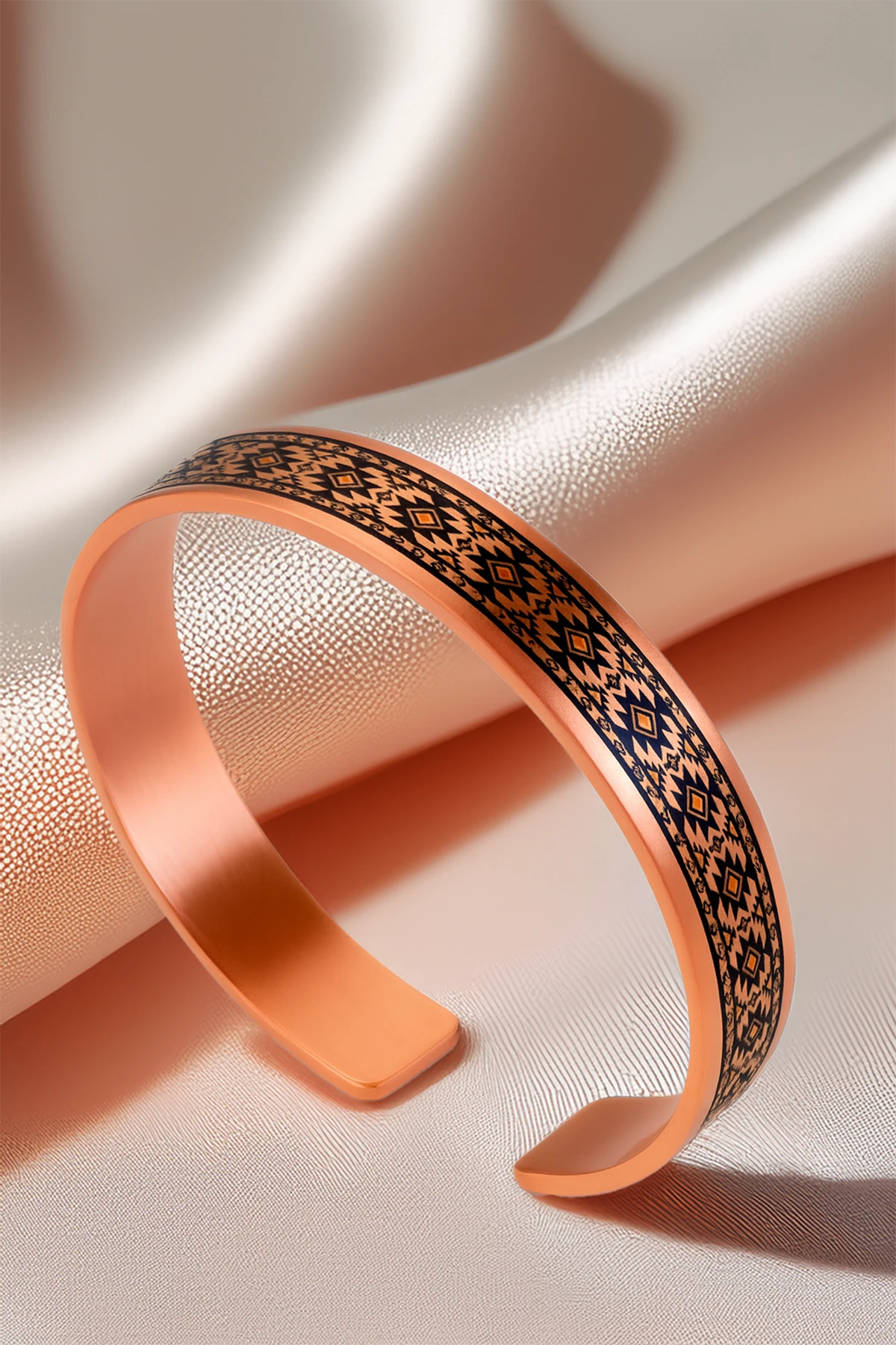 Kadın Bakır Bileklik - Anna Model Özel Baskı Metal Kutu Ve Kuvars Taşı