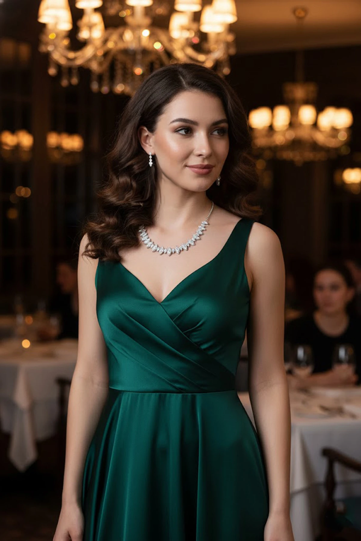 Kadın Bijuteri Kolye Küpe Set - Sara Model Baget ve Zirkon Taşlı Zarif Su Yolu Set