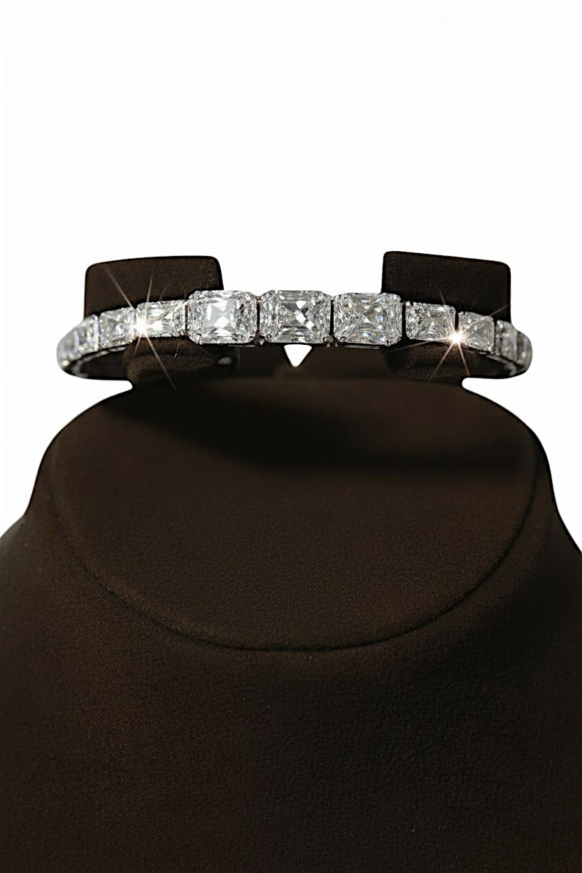 Kadın Gümüş Bileklik - Dilruba Baget Taşlı Kare Bileklik