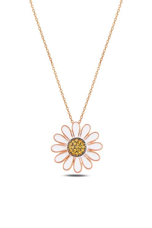 Rose Papatya Model Kadın Gümüş Kolye GKLPPTYMDL1-ROS