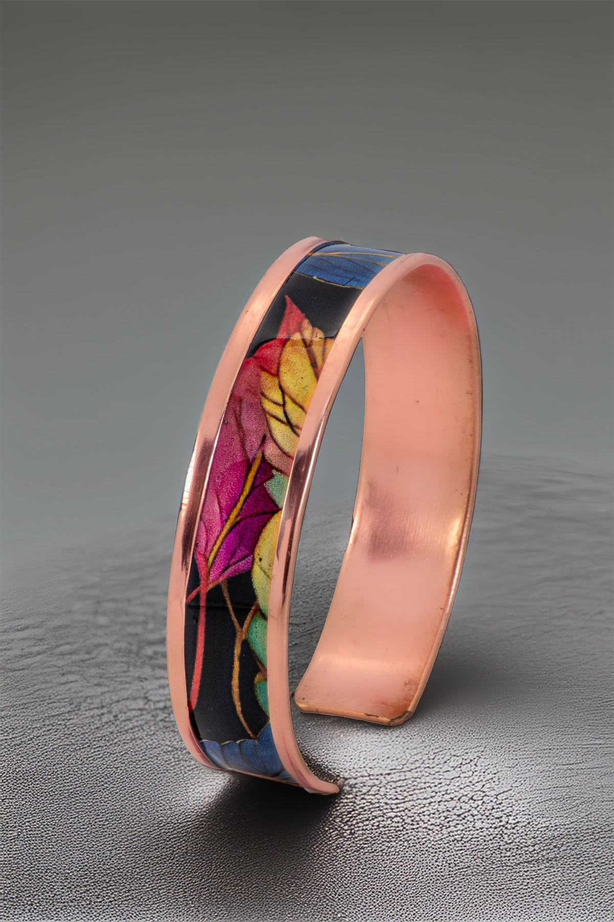 Kadın Bakır Bileklik Yüzük Set - Elisa Model Özel Baskı Metal Kutu Ve Kuvars Taşı