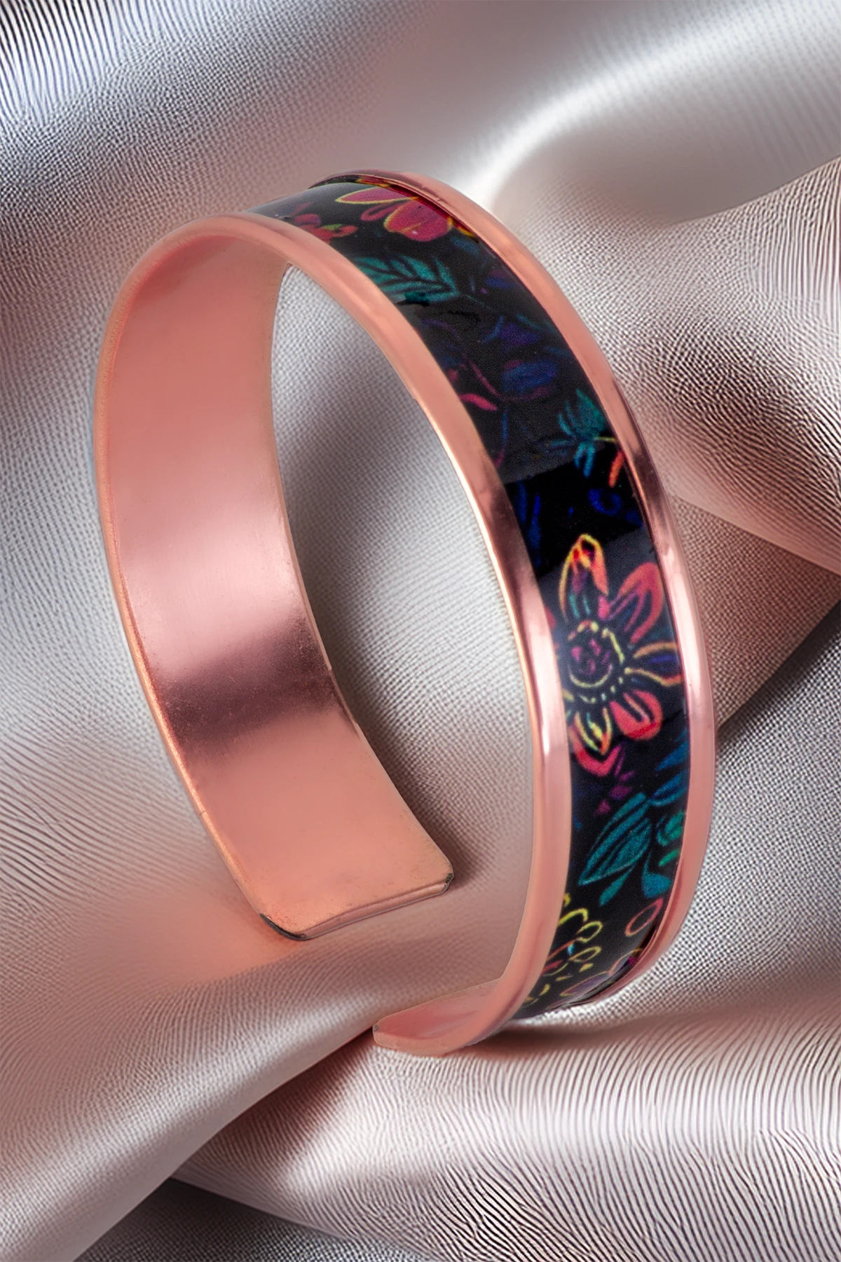 Kadın Bakır Bileklik Yüzük Set - Bianca Model Özel Baskı Metal Kutu Ve Doğal Taşlar