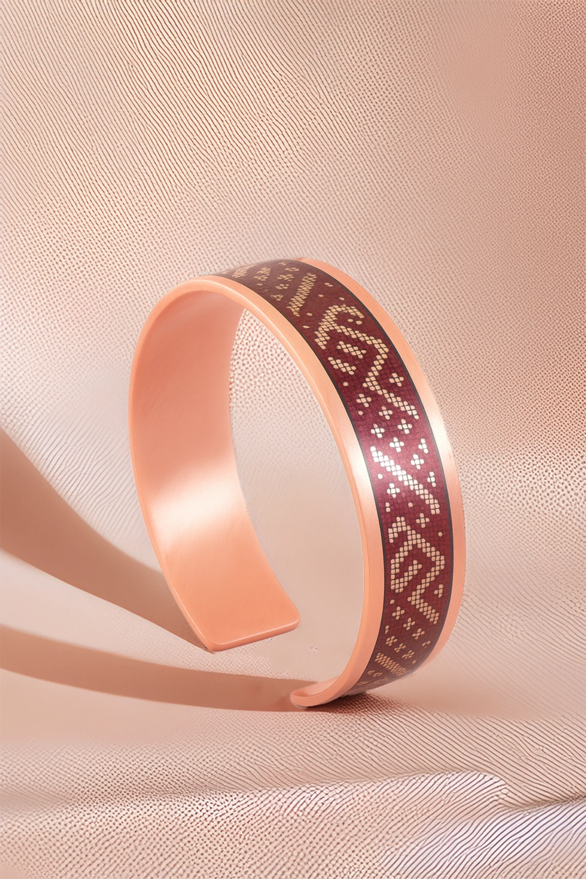 Kadın Bakır Bileklik Yüzük Set - Eva Model Özel Baskı Metal Kutu Ve Kuvars Taşı