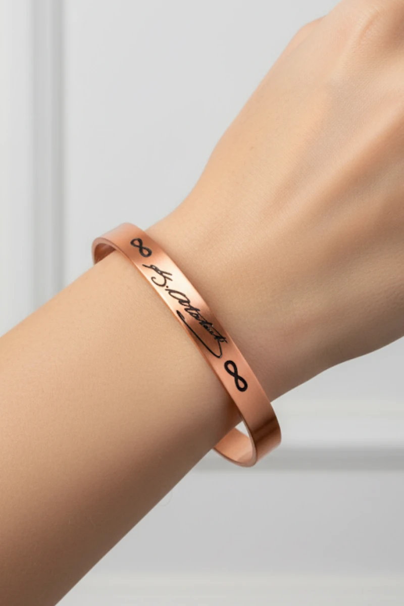 Erkek Kadın Bakır Bileklik - Mustafa Kemal Atatürk İmzalı Bakır Bilezik