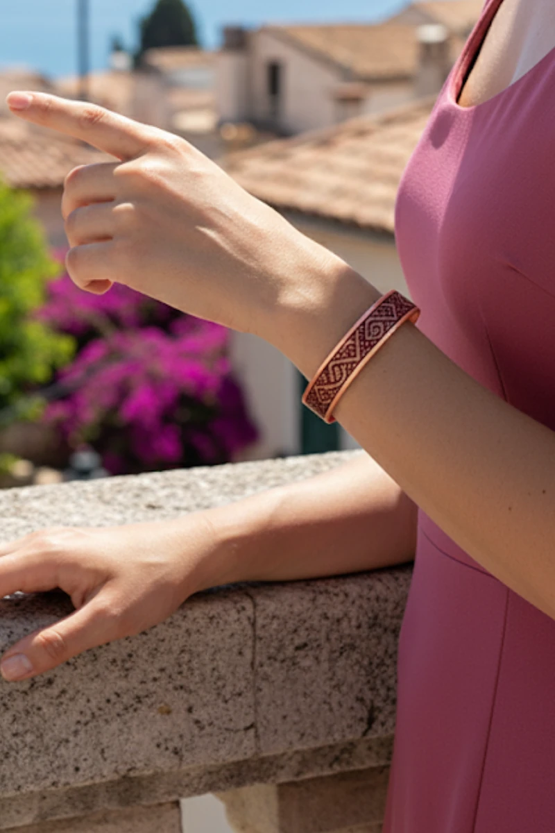 Kadın Bakır Bileklik Yüzük Set - Stella Model Özel Baskı Metal Kutu Ve Kuvars Taşı