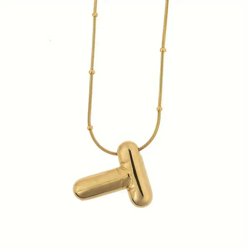 Women's Steel Necklace Gold Plated T Letter Balon Letter Women's Necklace