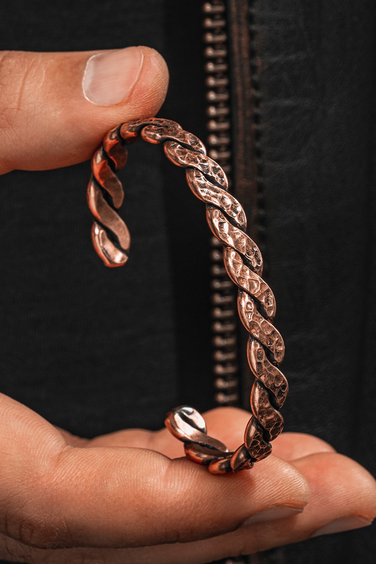 Saf Bakır Bileklik Otantik Model Örgü Metal Kutu Kuvars Taş, Kadın Erkek Kelepçe