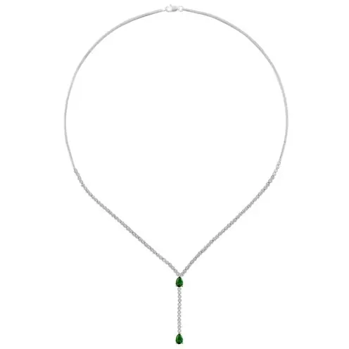 Lena Emerald Stone-set Women's Silver Necklace