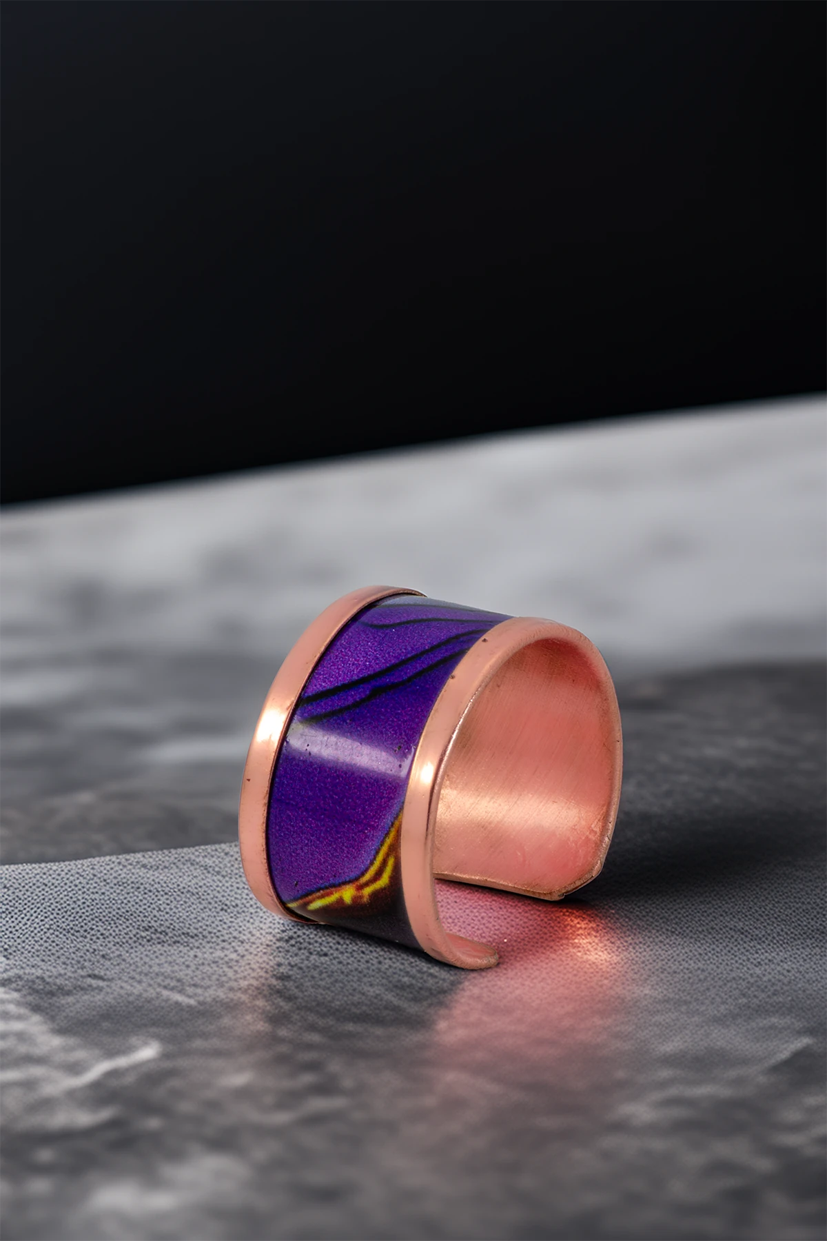 Kadın Bakır Bileklik Yüzük Set - Laura Model Özel Baskı Metal Kutu Ve Kuvars Taşı