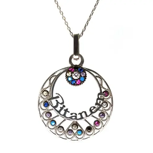 Colored Zircon Stone-set Bitanem Women's Silver Necklace