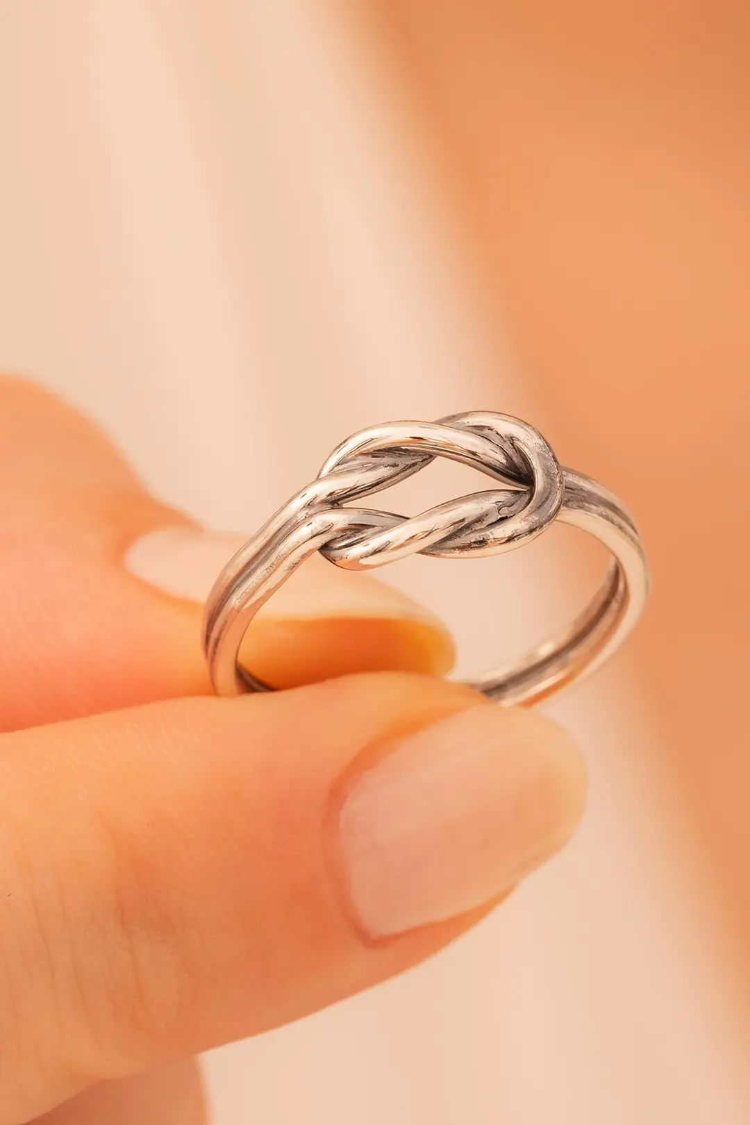 Women's Silver Ring Handcrafted Oxidized Silver Love Knot Women's Ring