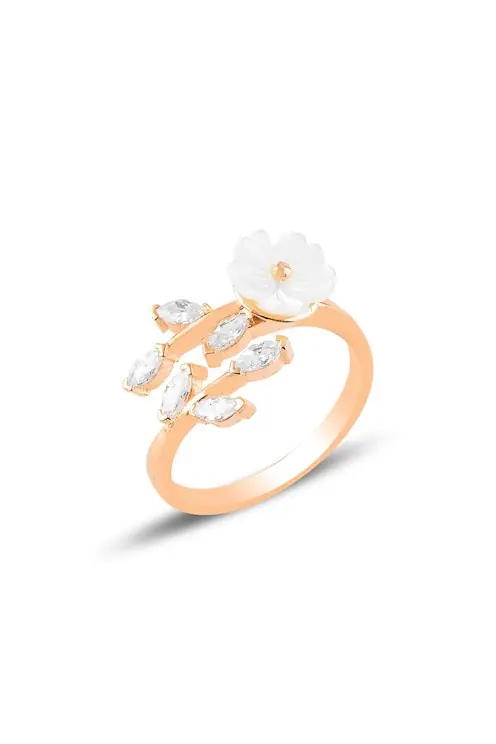 Manolya Flower Motif 2 Rose Silver Women's Ring GYZMNLYCCK2-ROS
