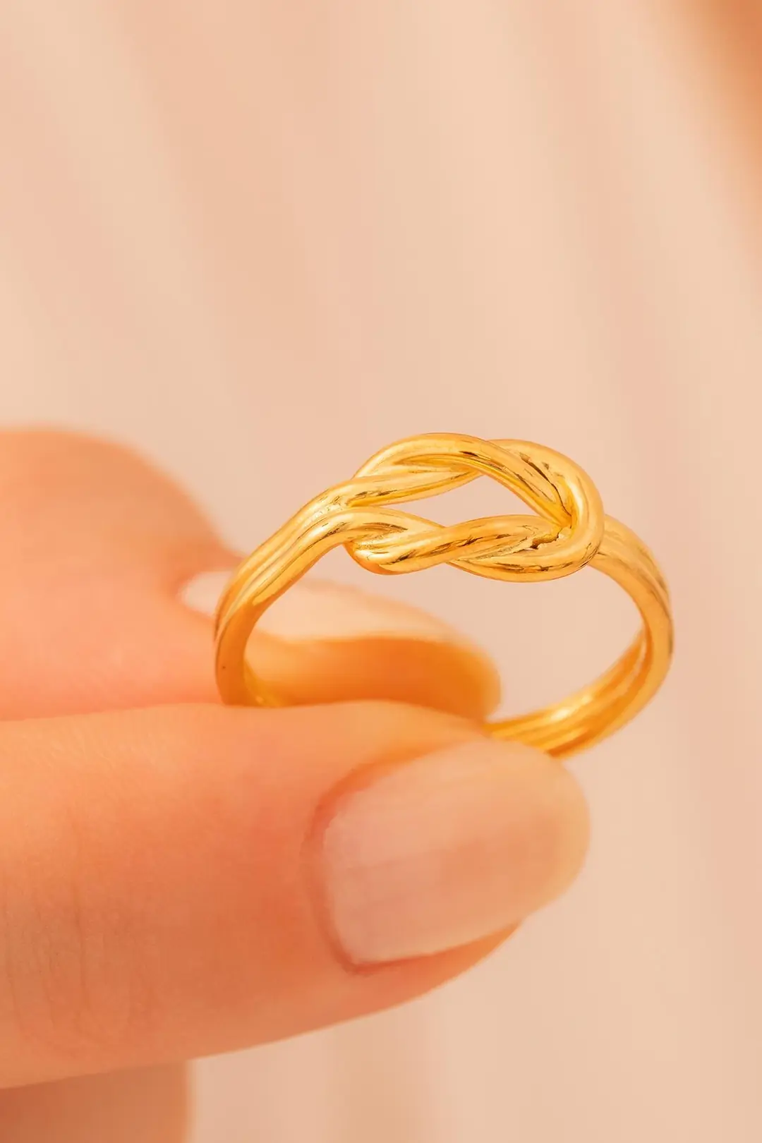 Women's Silver Ring Handcrafted Gold Plated Love Knot Women's Ring