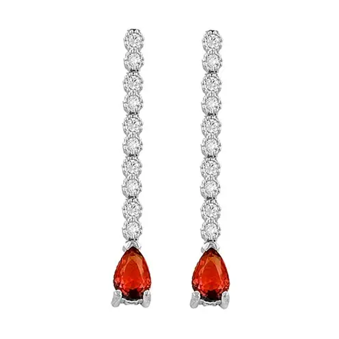 Leyan Ruby Stone-set Women's Silver Earrings
