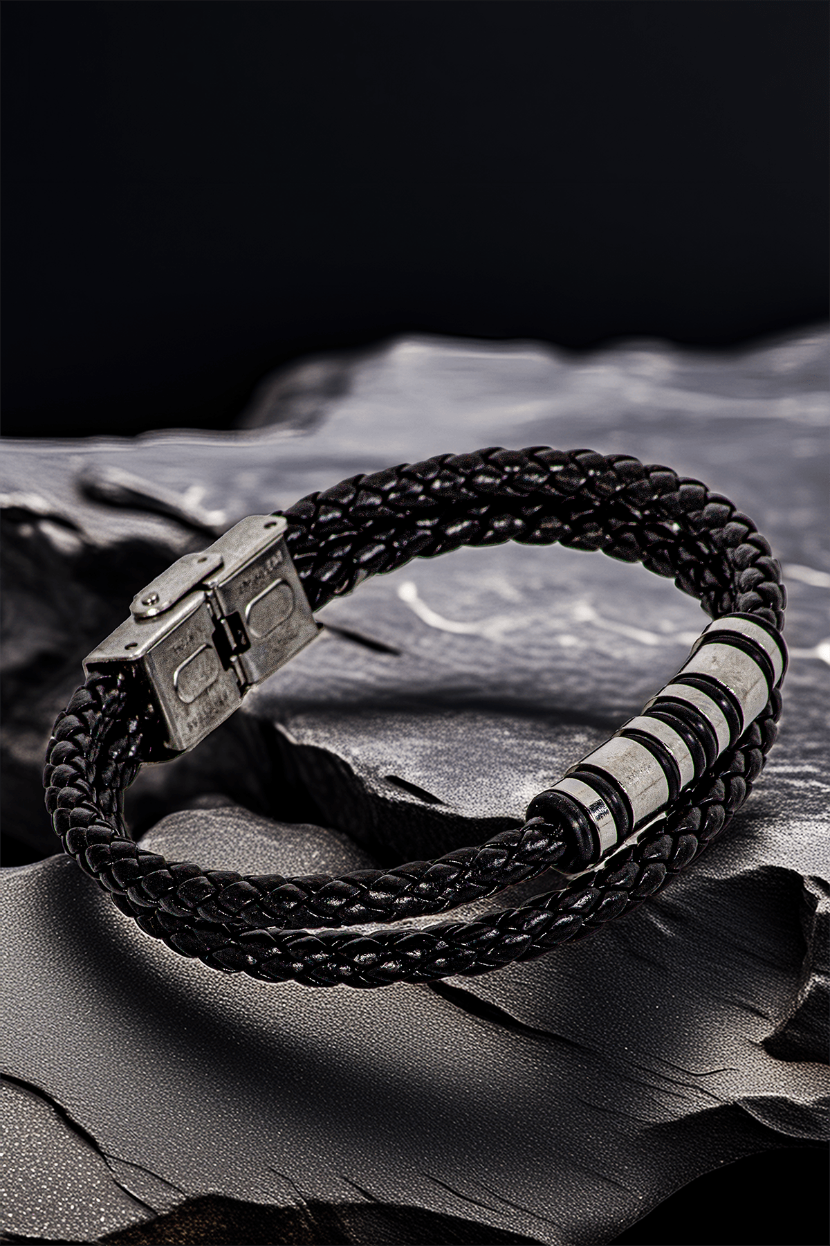 Erkek Çelik Bileklik - Çift Sıra Örgü Model Bileklik