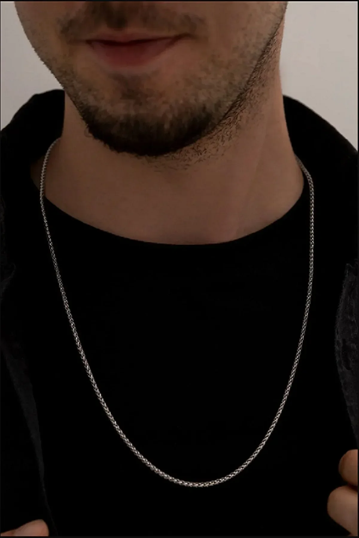 Yuvarlak Kral Model Çelik Erkek Kolye Zincir 3mm Orta Kalınlıkta