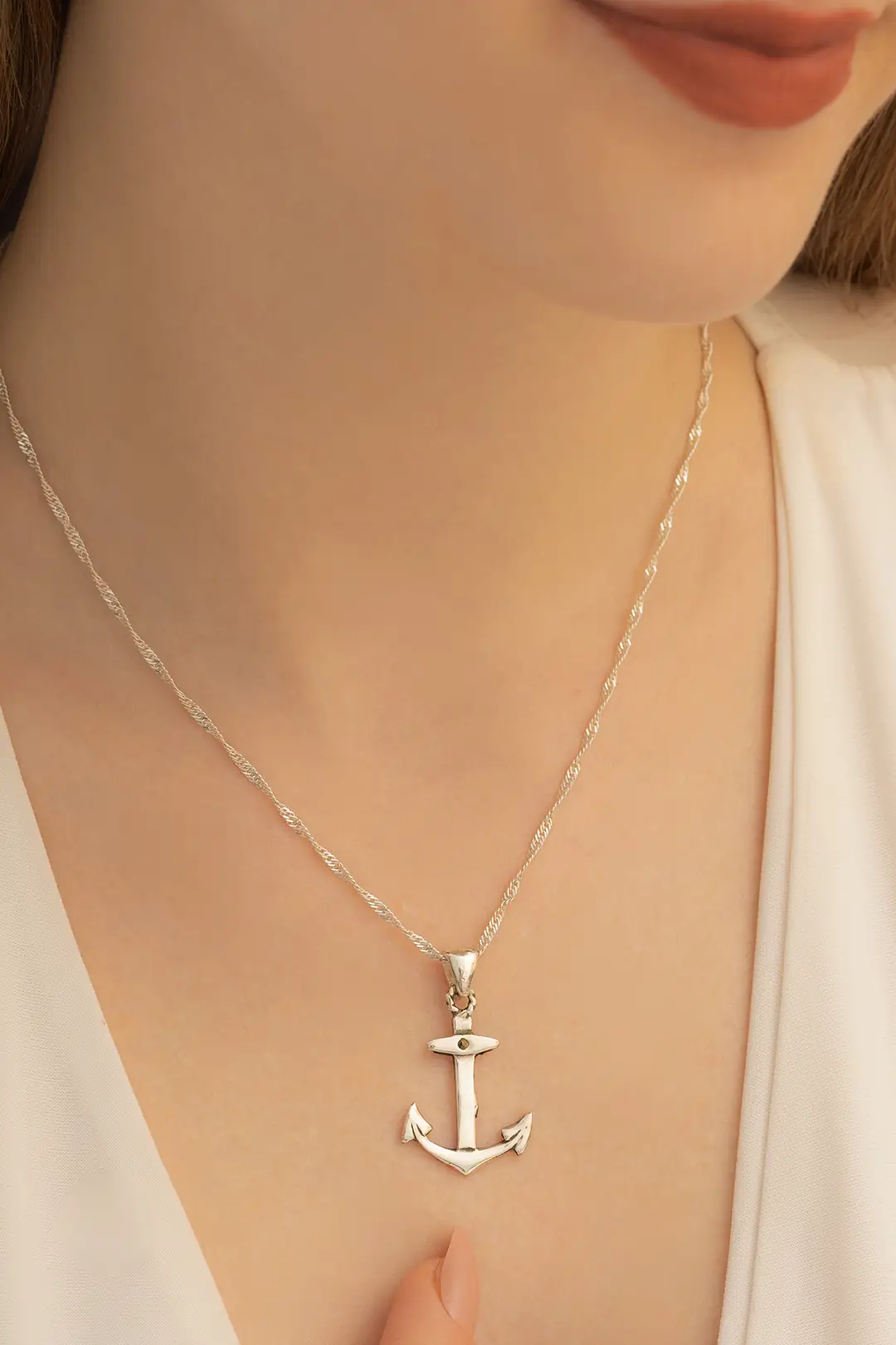 Women's Silver Necklace 925 K Anchor Silver Women's Necklace