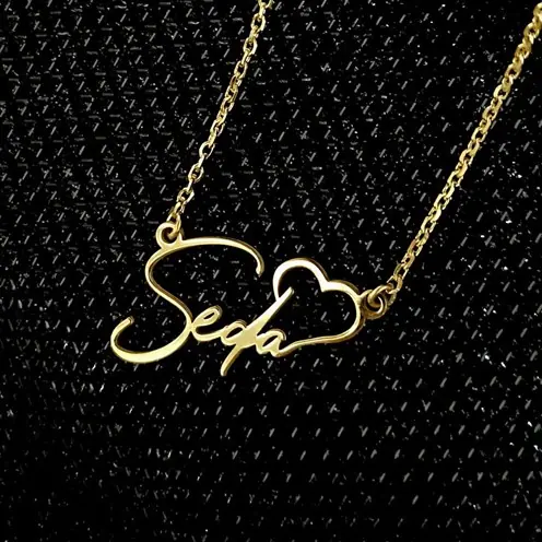 Heart Imza Gold Color Silver Necklace Chain Gklaltısımk