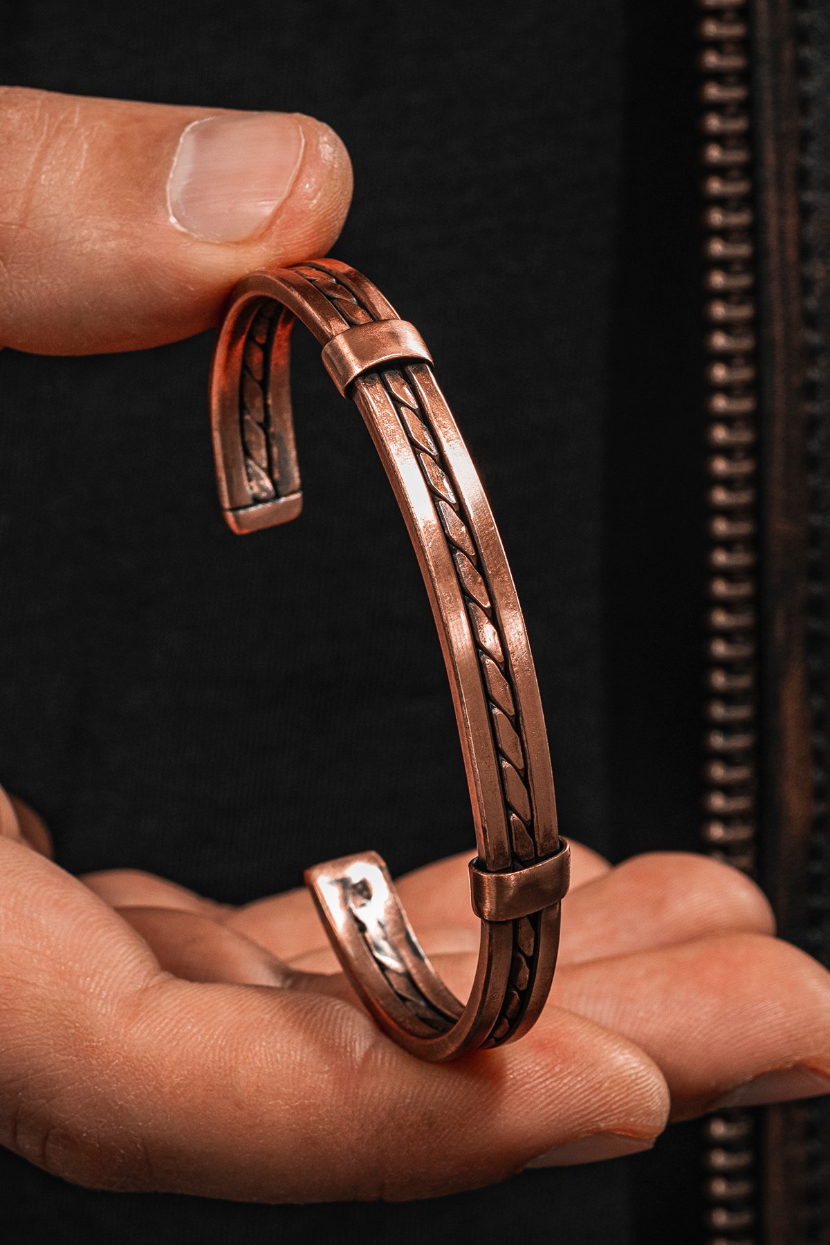 Kadın Erkek Saf Bakır Bileklik Hasır Model Metal Kutu Kuvars Taşlar