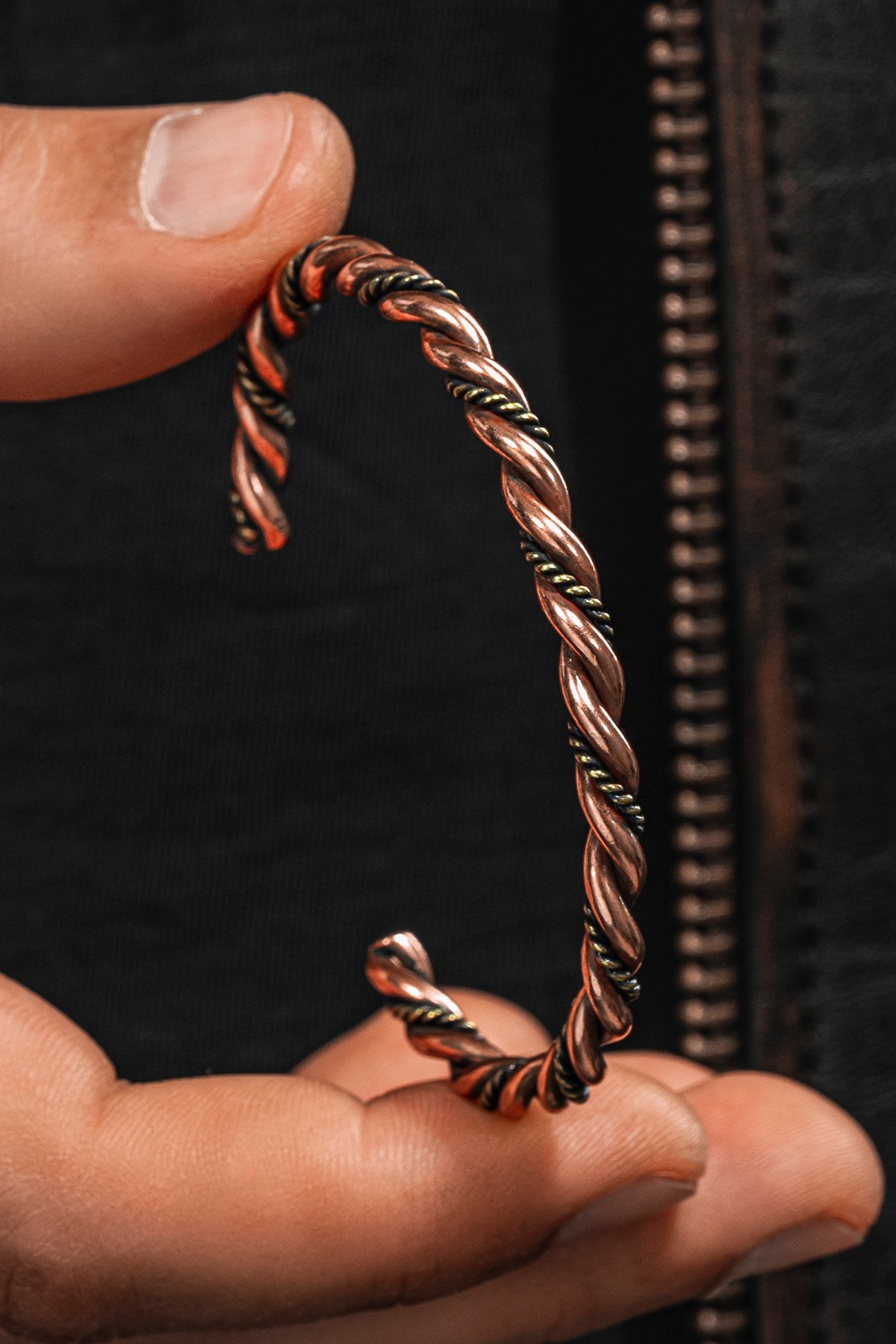 Saf Bakır Bileklik Burgulu Model Metal Kutu Kuvars Taş, Kadın Erkek Kelepçe