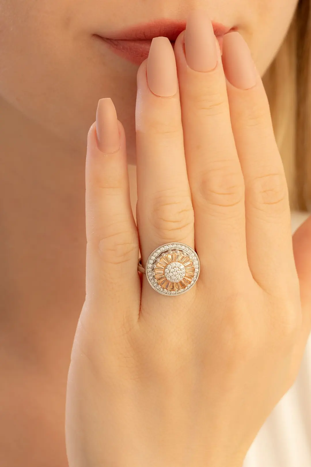 Women's Silver Ring Women's Döner Başlı Silver Ring-Turuncu