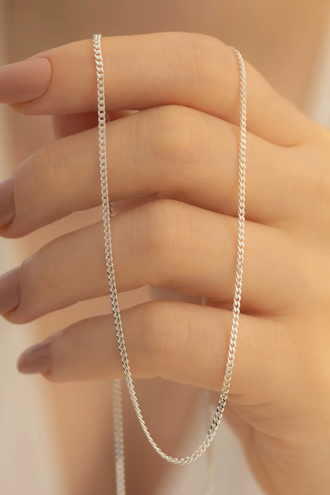 Women's Silver Necklace 925 K 1.7 mm Gourmette Silver Women's Necklace