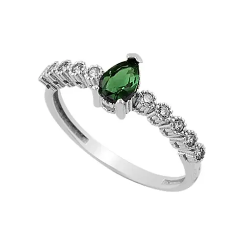 Lena Emerald Stone-set Women's Silver Ring