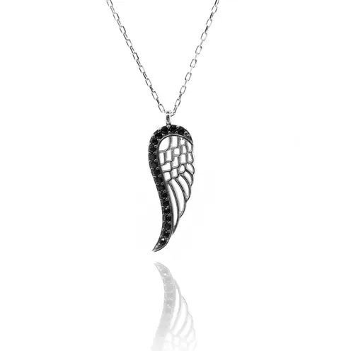 Black Single Kanat Women's Silver Necklace