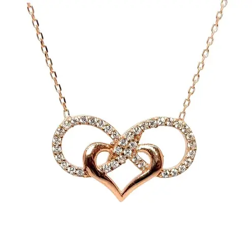 Infinity İçinde Heart Women's Silver Necklace Chain