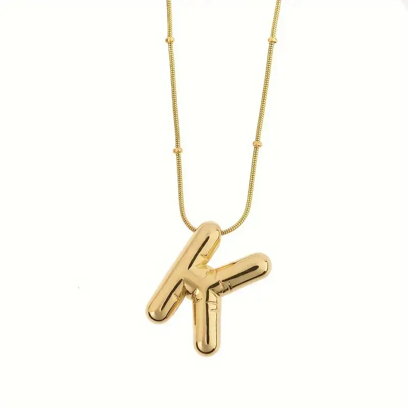 Women's Steel Necklace Gold Plated K Letter Balon Letter Women's Necklace