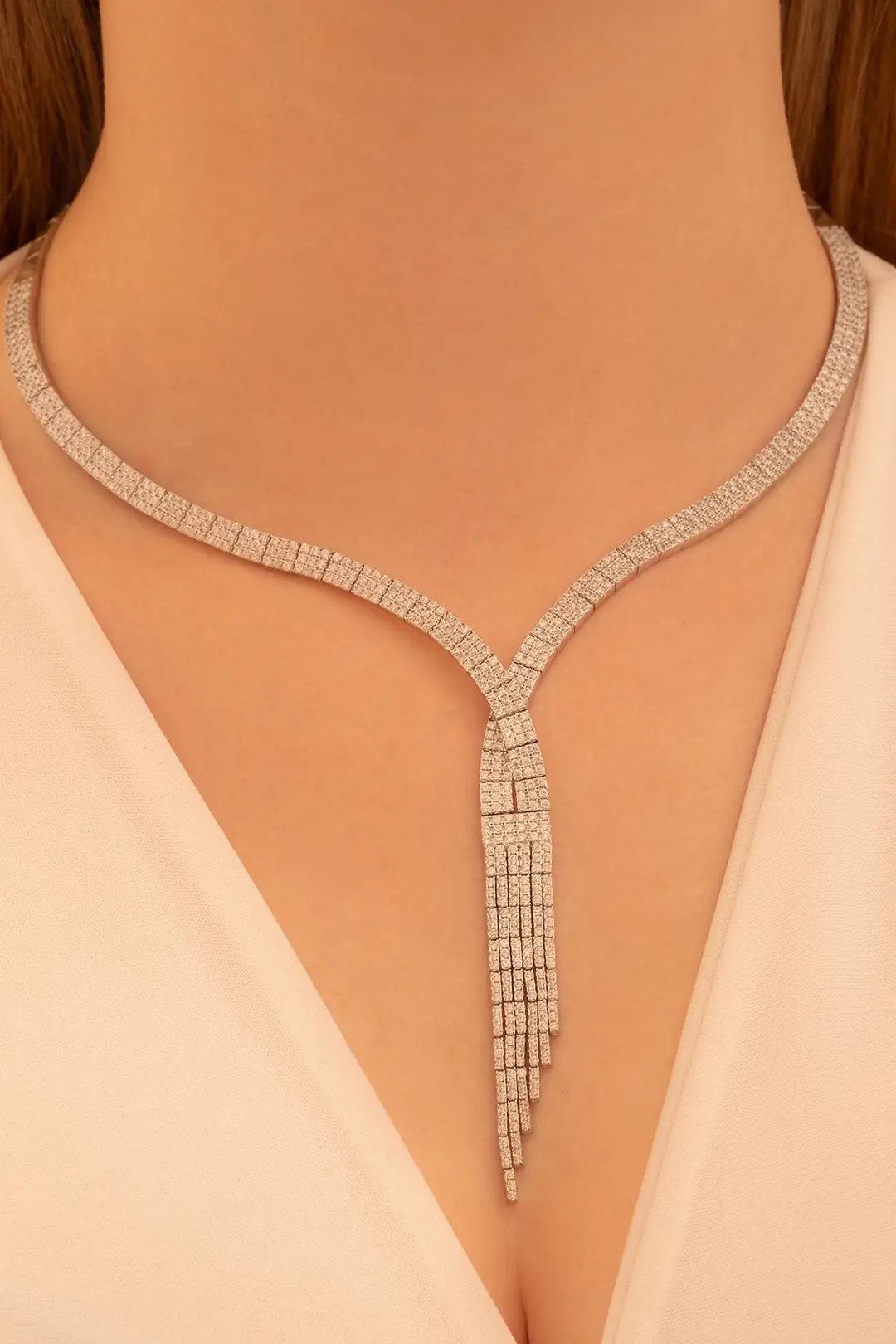 Women's Silver Necklace Mother-of-Pearl Zircon Stone-set Women's Necklace