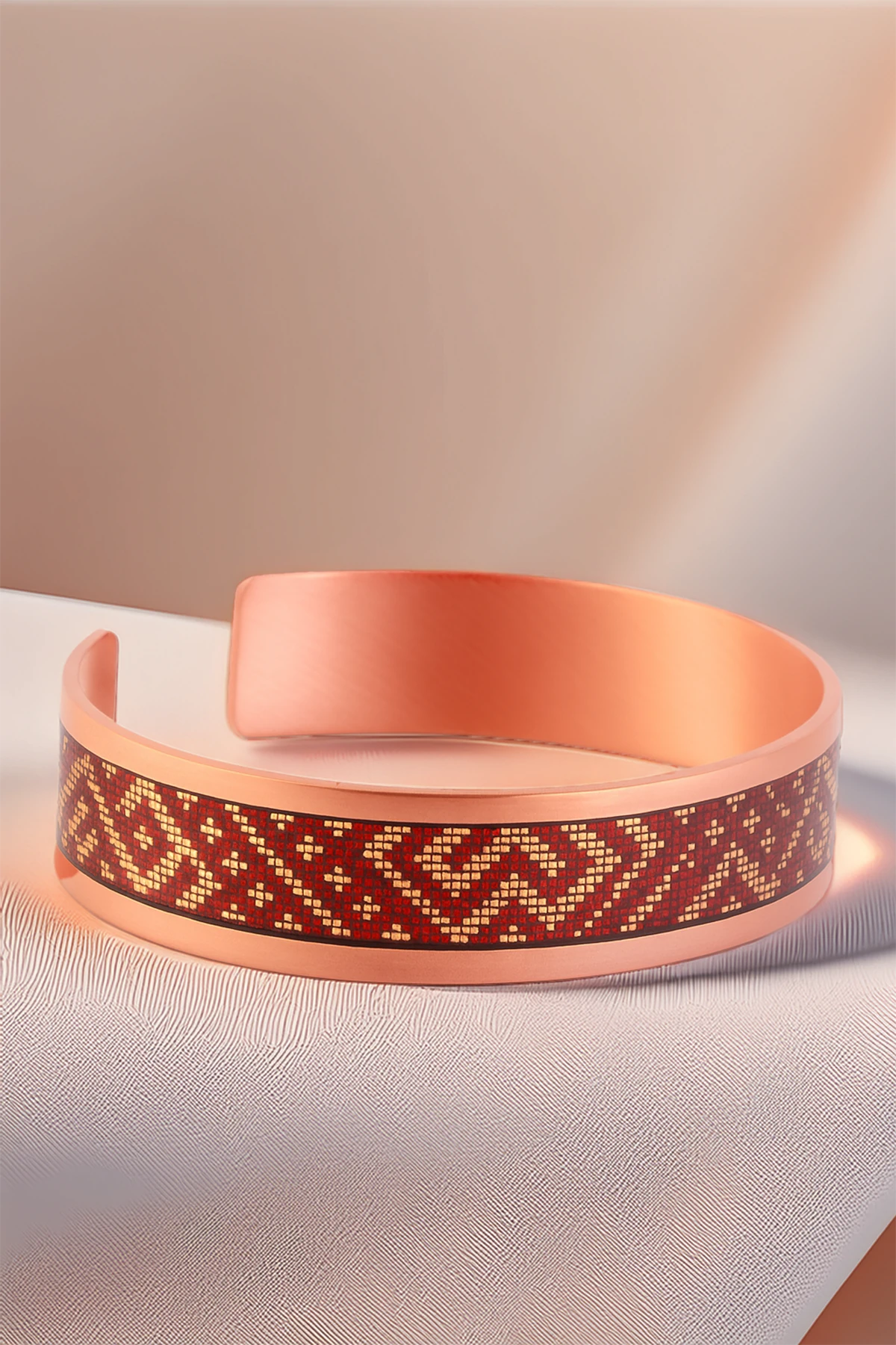 Kadın Bakır Bileklik Yüzük Set - Eva Model Özel Baskı Metal Kutu Ve Kuvars Taşı