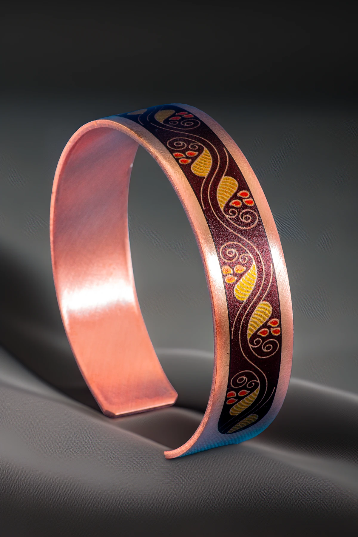 Kadın Bakır Bileklik Yüzük Set - Sonbahar Model Özel Baskı Metal Kutu Ve Kuvars Taşı