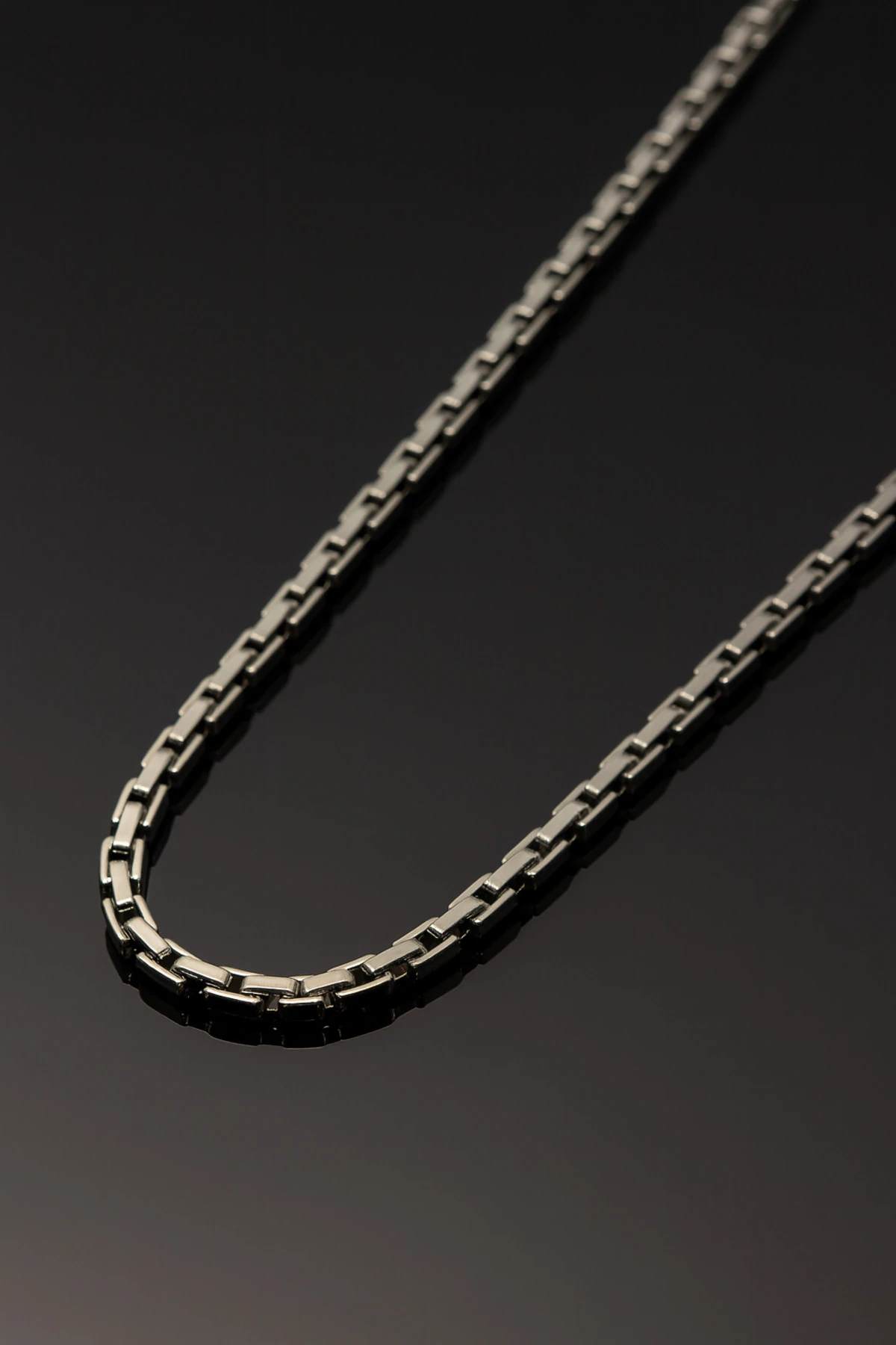 Erkek Çelik Kolye - Düz Elegant Model Parlak Paslanmaz Kararmaz Çelik Erkek Kolye