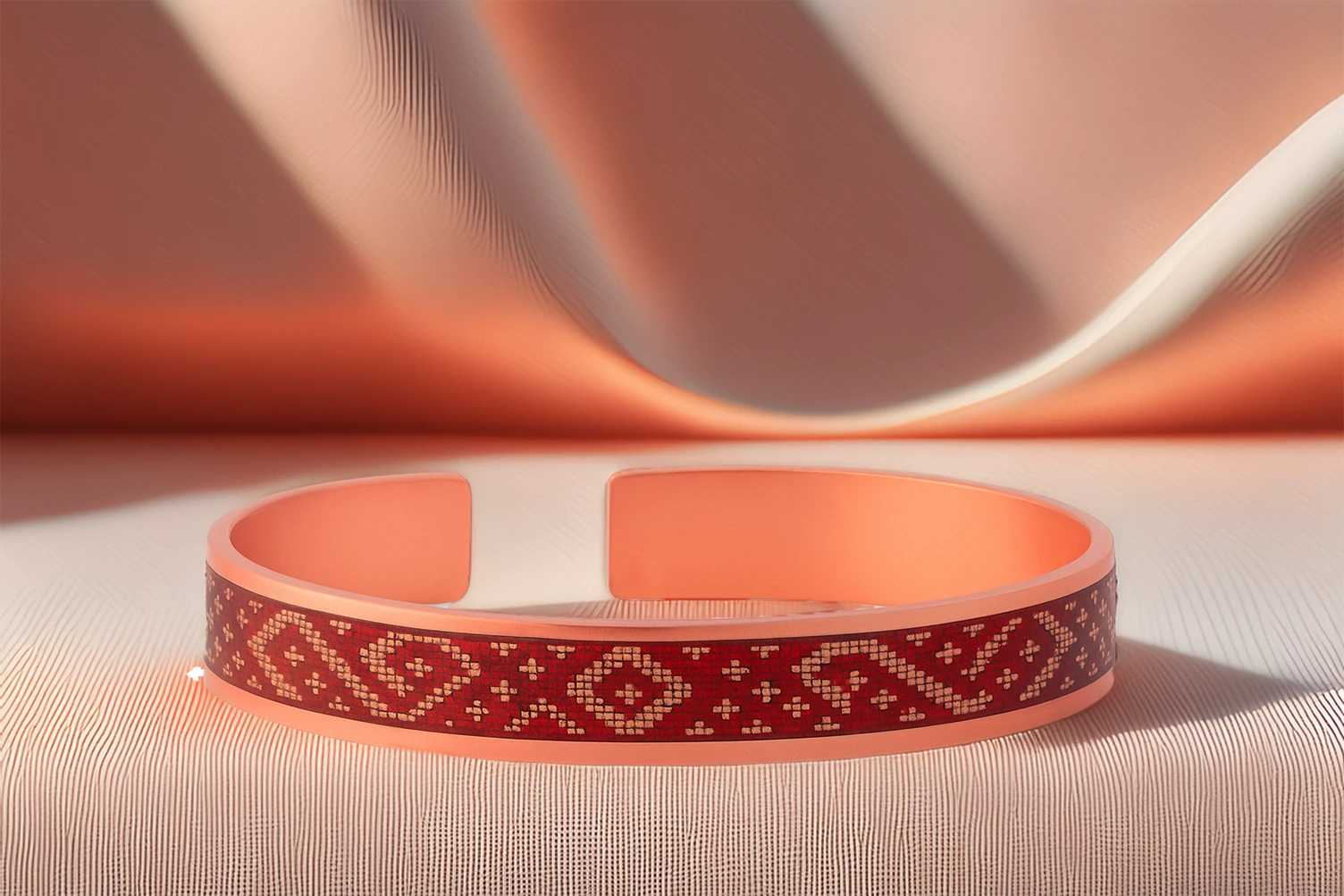 Kadın Bakır Bileklik Yüzük Set - Stella Model Özel Baskı Metal Kutu Ve Kuvars Taşı