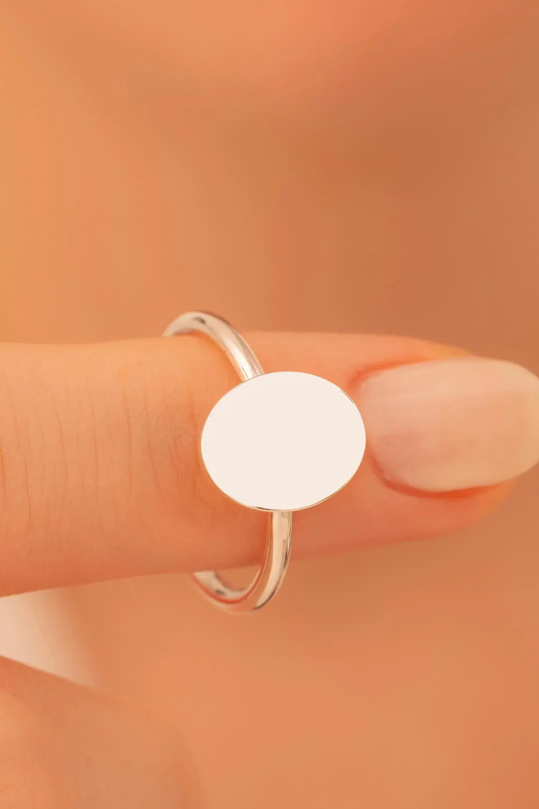 Women's Silver Ring Handcrafted Silver Elips Motif Slim Women's Ring