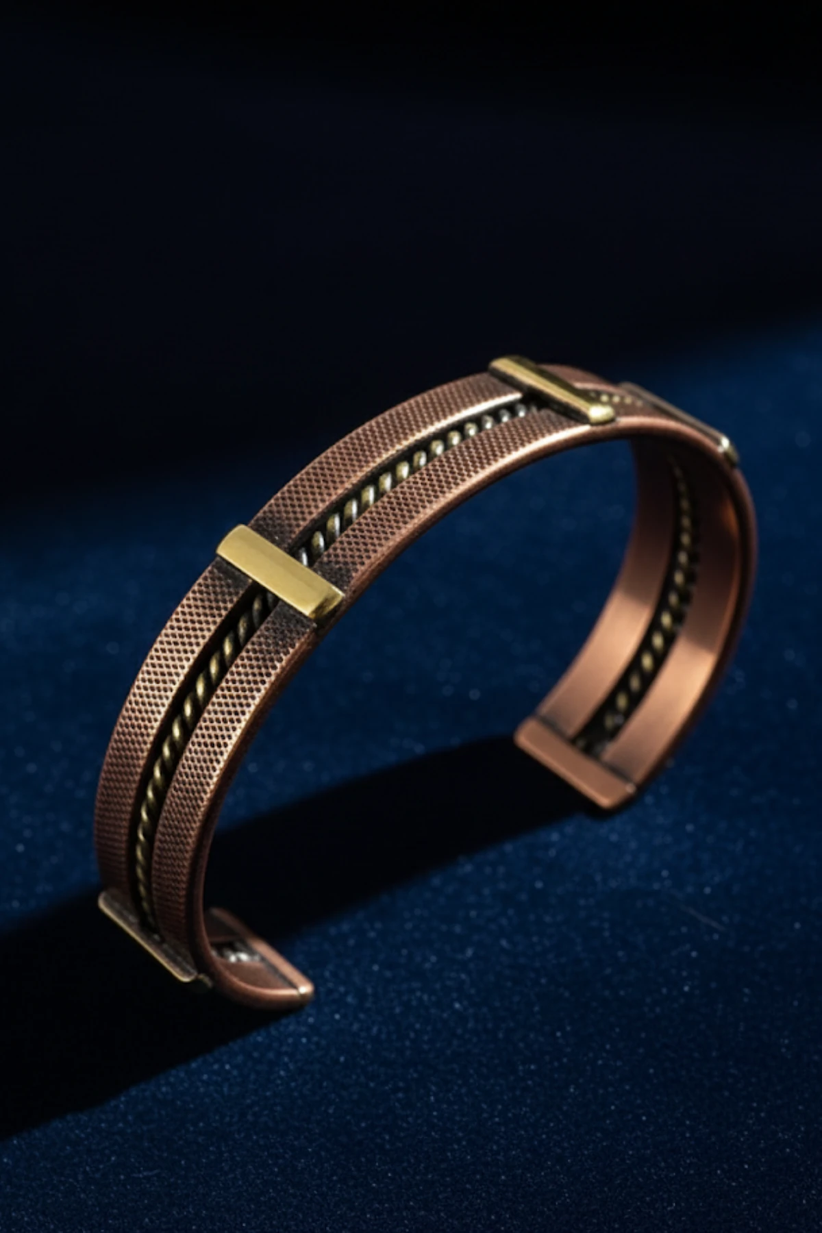 Erkek Kadın Bakır Bileklik - Atlas Otantik Model Bakır Bilezik Metal Kutu Ve Doğal Taşlar